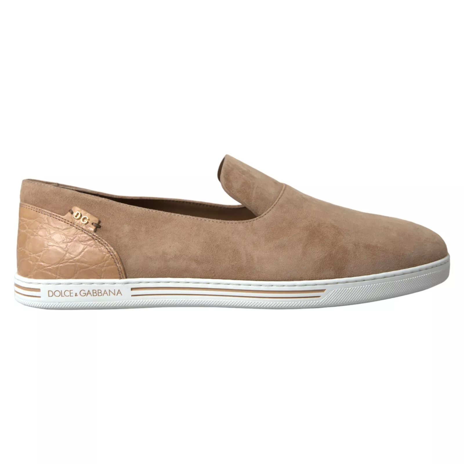 BEIGE SUEDE CAIMAN MEN LOAFERS SLIPPERS SHOES (10)