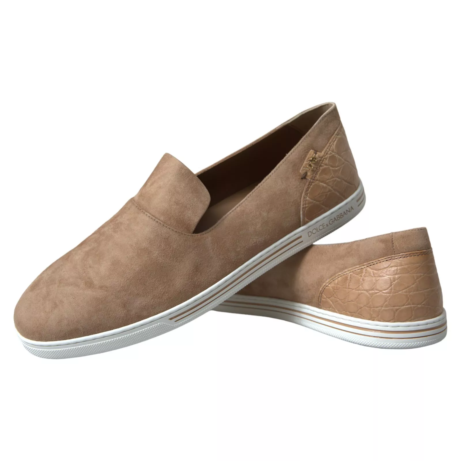 BEIGE SUEDE CAIMAN MEN LOAFERS SLIPPERS SHOES (7)