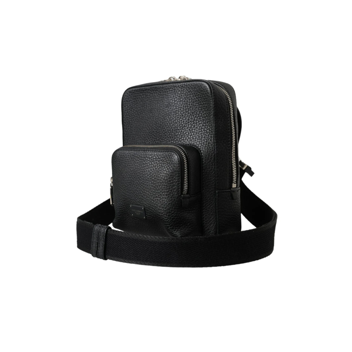 <span class="made-in-italy-label">DOLCE&GABBANA <br> MADE IN ITALY</span> <span class="product-title"><br>BLACK CALFSKIN LEATHER LOGO PALERMO CROSSBODY BAG.</span><br></br>