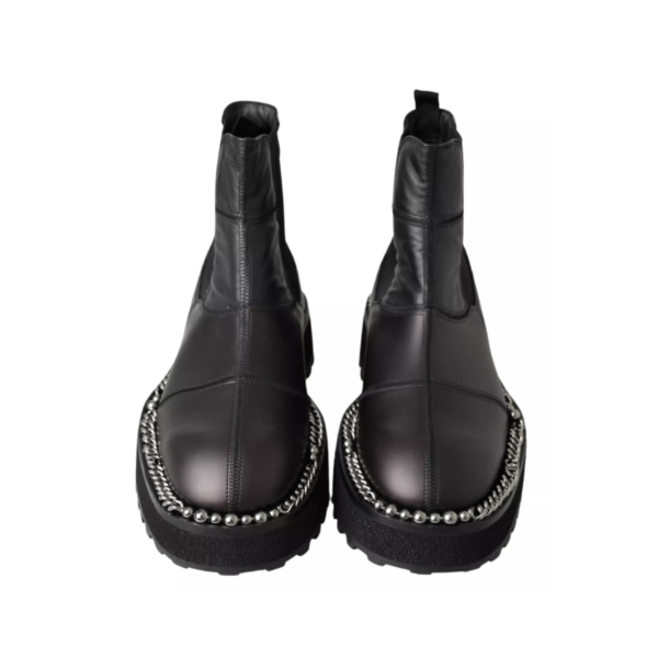 <span class="made-in-italy-label">DOLCE&GABBANA <br> MADE IN ITALY</span> <span class="product-title"><br>BLACK LEATHER SLIP ON STRETCH BOOTS.</span><br></br>