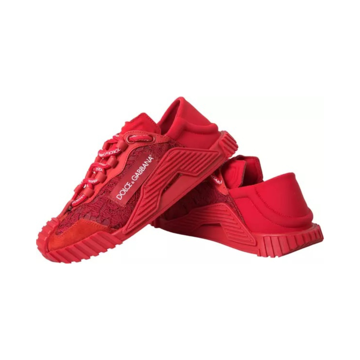 <span class="made-in-italy-label">DOLCE&GABBANA <br> MADE IN ITALY</span> <span class="product-title"><br>RED LACE NS1 LOW TOP CASUAL SNEAKERS SHOES.</span><br></br>