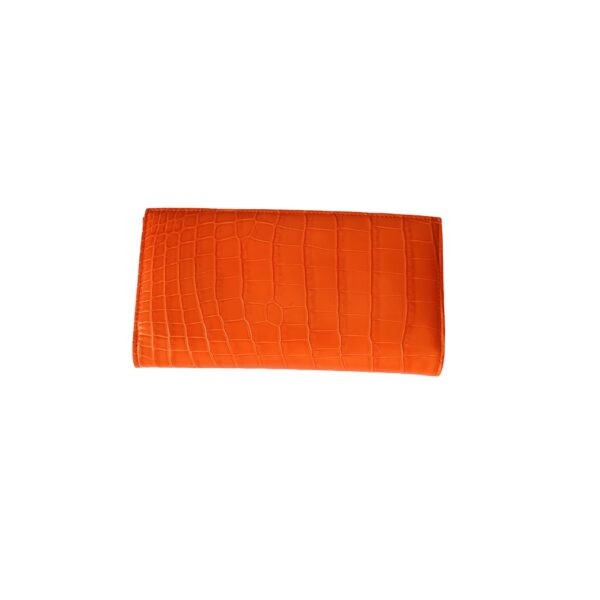Dolce & Gabbana - Made in Italy: Orange Crocodile Leather Long Bifold Card Holder Wallet.