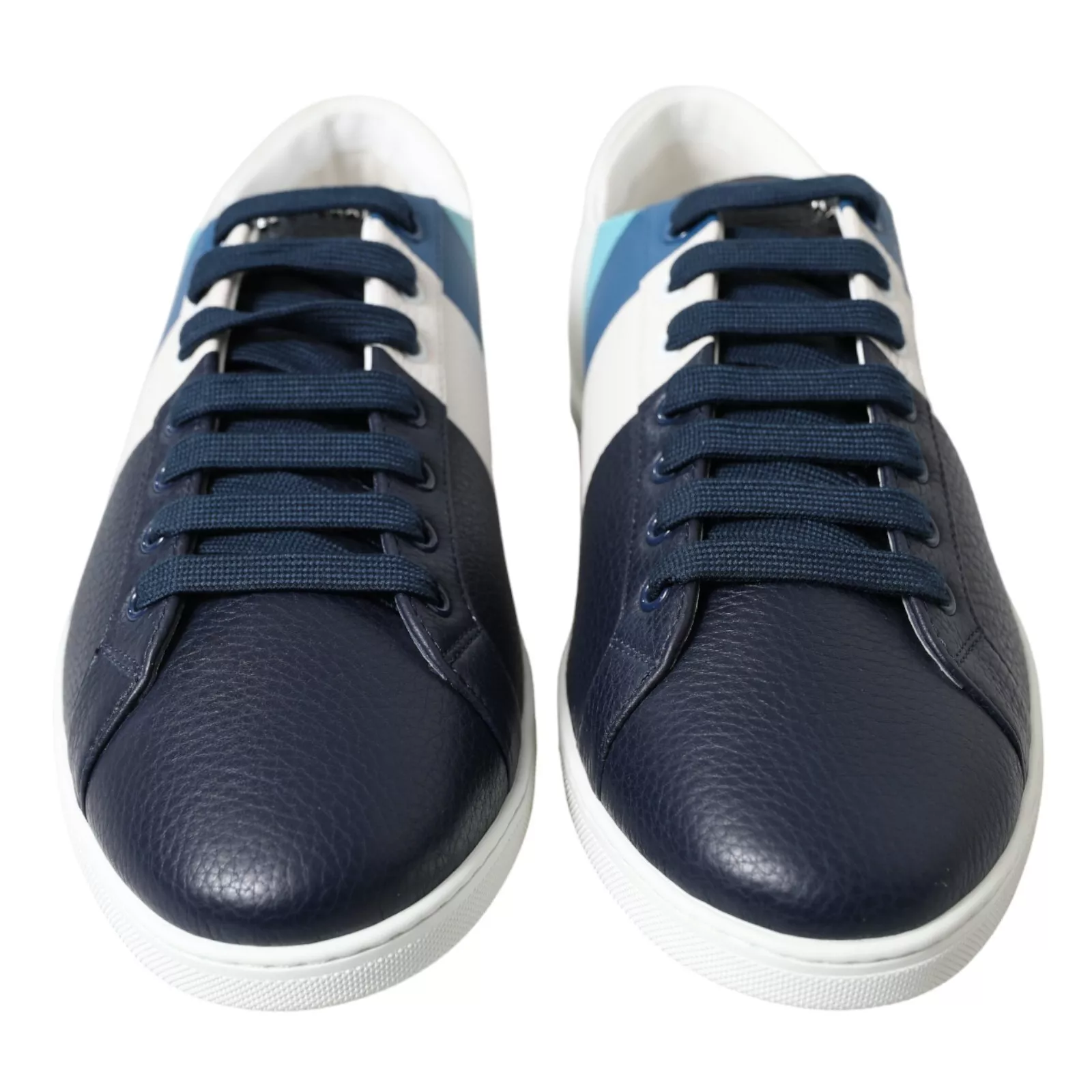 WHITE BLUE LEATHER LOW TOP SNEAKERS SHOES (1)