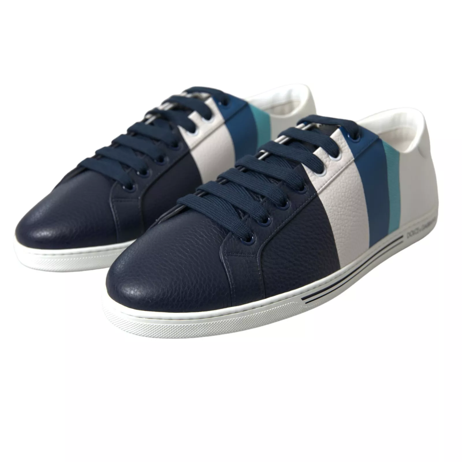 WHITE BLUE LEATHER LOW TOP SNEAKERS SHOES (2)