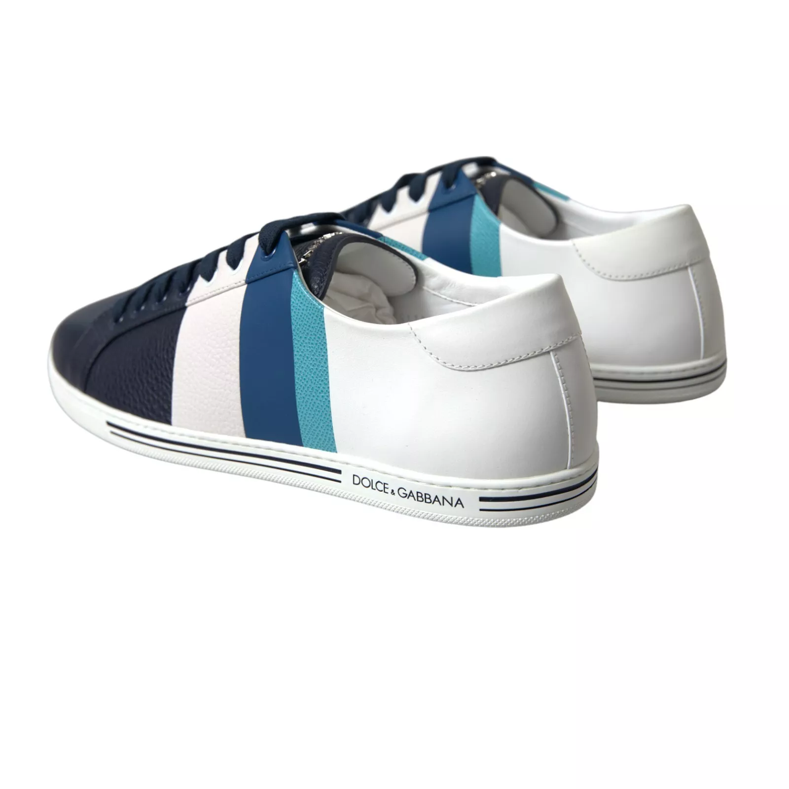 WHITE BLUE LEATHER LOW TOP SNEAKERS SHOES (3)