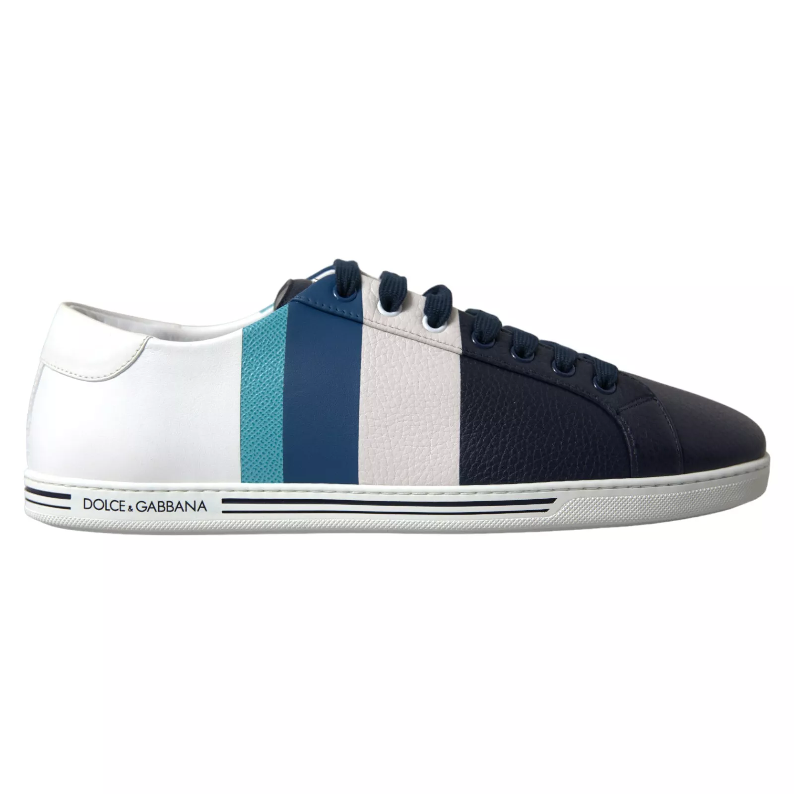 WHITE BLUE LEATHER LOW TOP SNEAKERS SHOES (9)