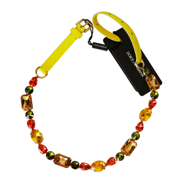 DOLCE & GABBANA-MADE IN ITALY: Yellow Gold Multicolor Crystals Wait Belt - Thắt Lưng Nữ Màu Vàng Đính Pha Lê Nhiều Màu.